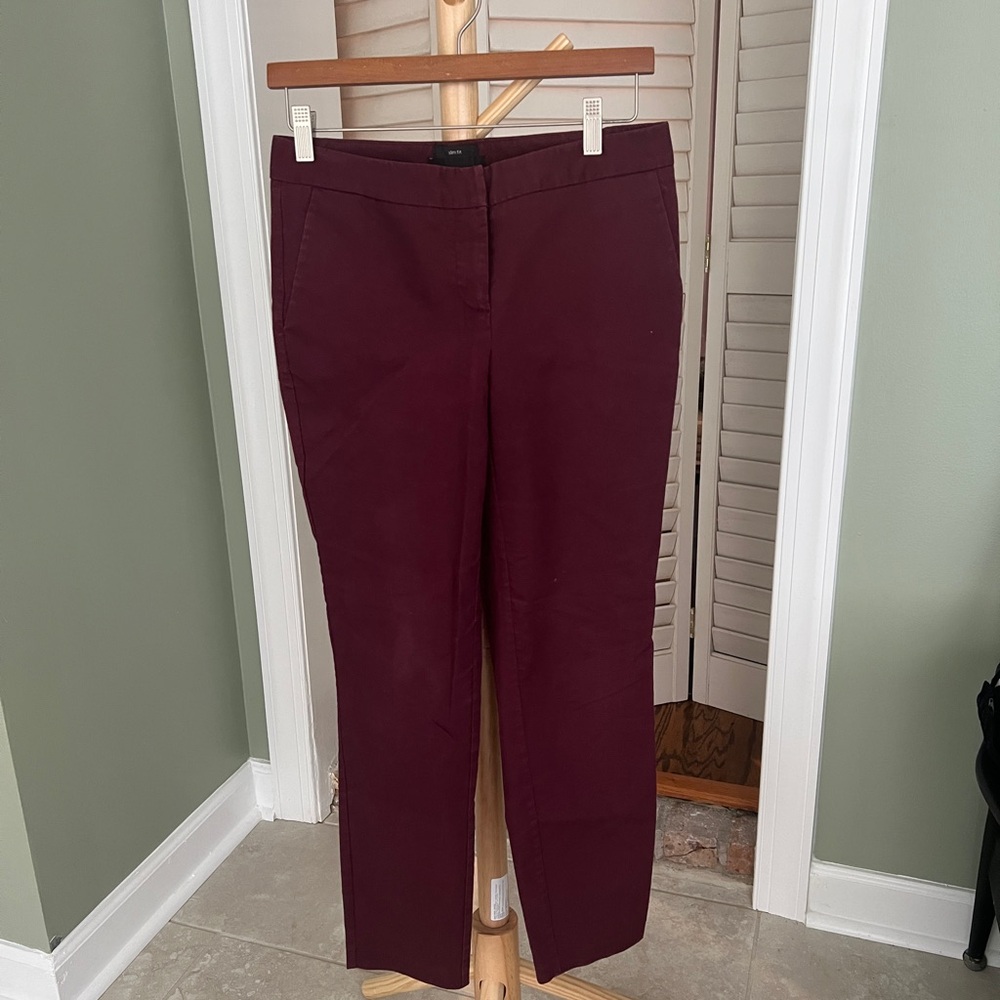 Burgundy Straight-Leg Pants